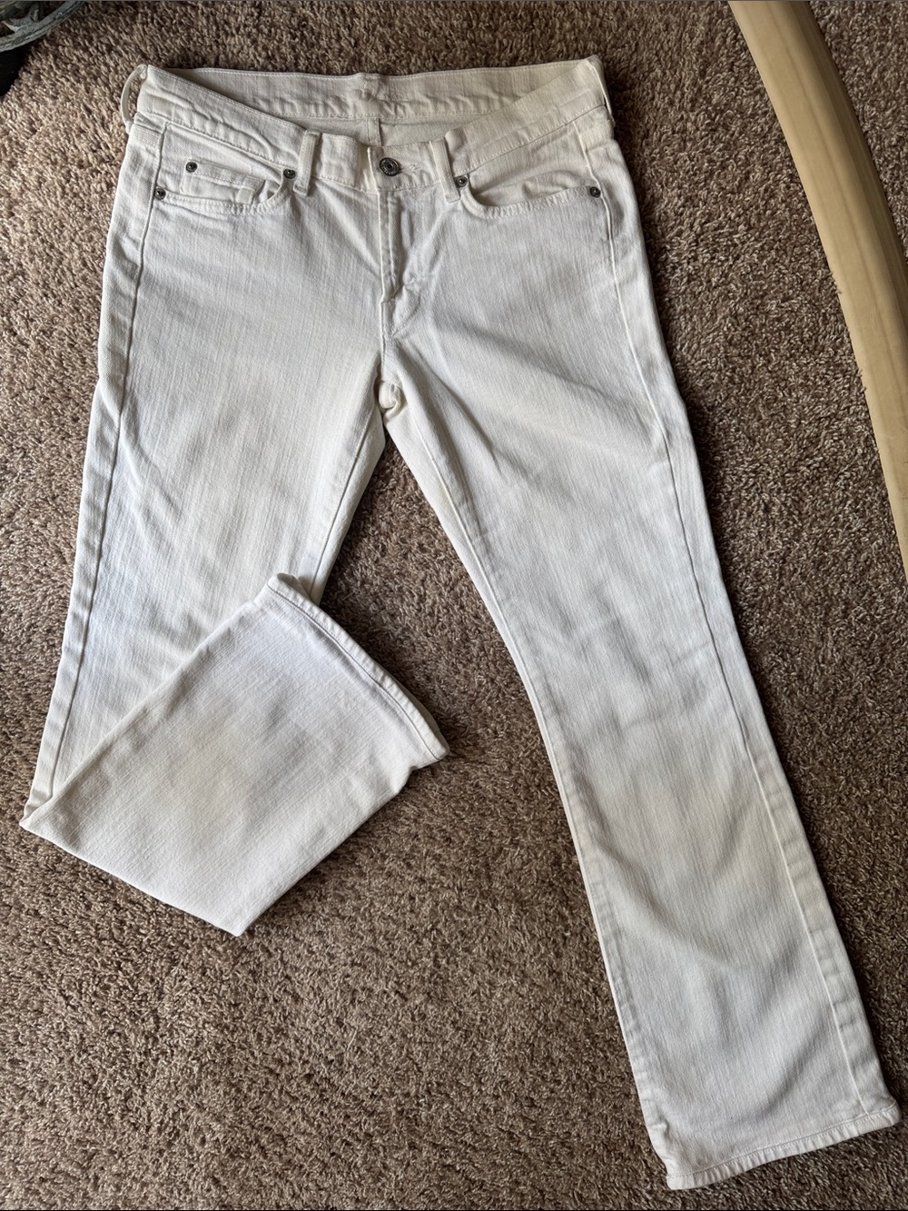 7 Seven For All Mankind Women's White Boot-Leg Low-rise Jeans